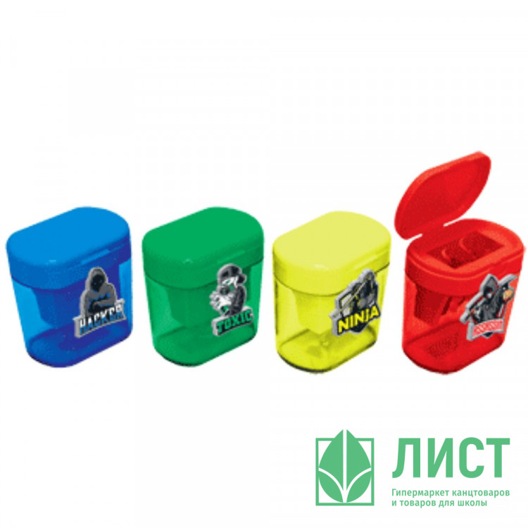 Точилка пластиковая (deVENTE) SuperHero 2 отверстия с контейнером ассорти арт.8031301