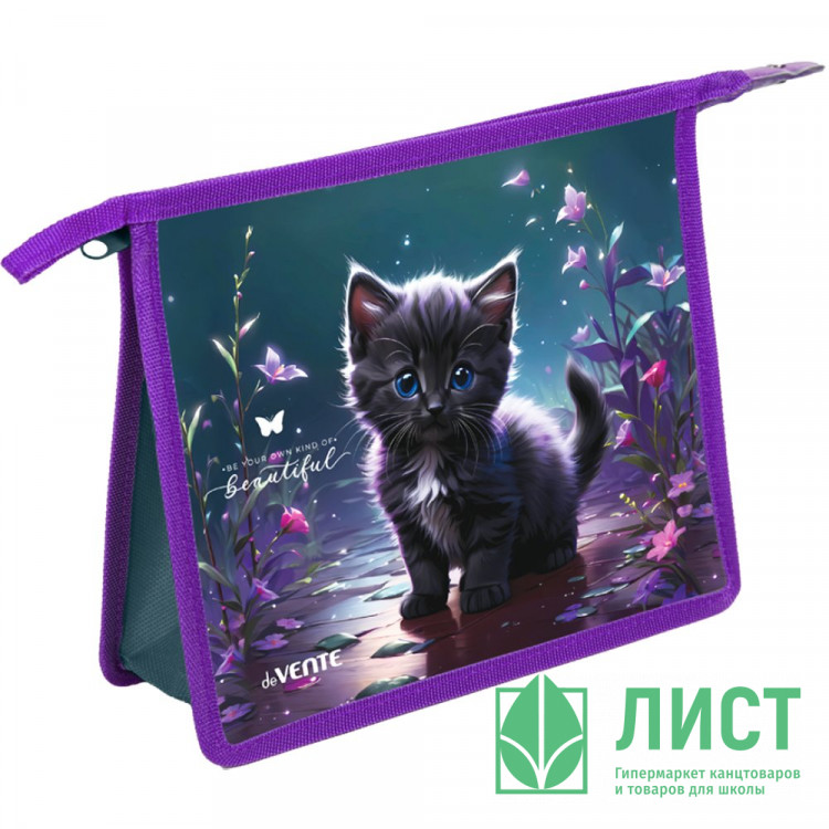 Папка школьная для тетрадей А5 на молнии (deVENTE) Beautiful Cat 3D арт.8056568