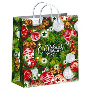 Пакет ПВД с пластиковыми ручками 30*40+10см 150мкм НГ Еловое царство