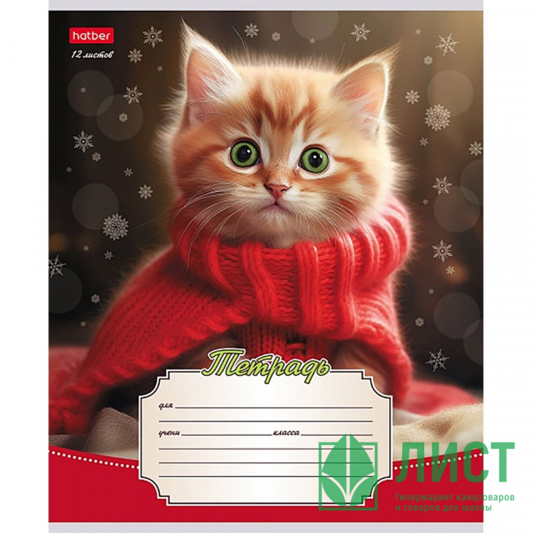 Тетрадь 12 листов линия (Hatber) Уютные котики ассорти арт.12Т5В2