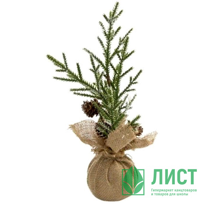 Композиция новогодняя настольная в мешке "Еловая веточка с шишками" 25*14см арт.82208