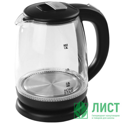 Чайник стекло 1,8л Homestar, арт. HS-1018, черный, 1500Вт Чайник стекло 1,8л Homestar, арт. HS-1018, черный, 1500Вт