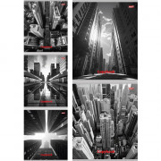 Тетрадь А5 клетка 48 листов скоба (Prof-Press) Мегаполис в черно-белом цветная мелованная обложка ассорти арт.48-5748