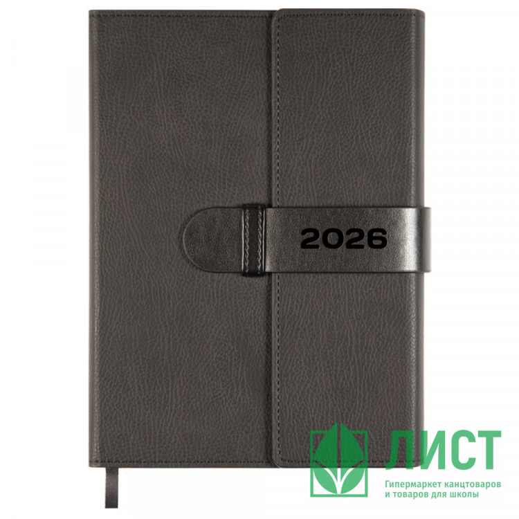 Ежедневник датированный 2026 "deVENTE. Tudor" A5 (145 ммx205 мм) 336 стр, кремовая бумага 70 г/м², печать в 2 краски, твердая обложка из искусственной кожи с поролоном, отстрочка, термо тиснение, перфорация, 2 ляссе, в подарочной коробке, черный