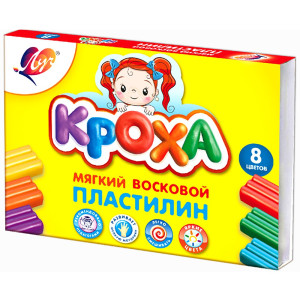 Пластилин 8 цветов 120 грамм ЛУЧ Кроха со стеком картоннка коробка арт 25С 1551-08