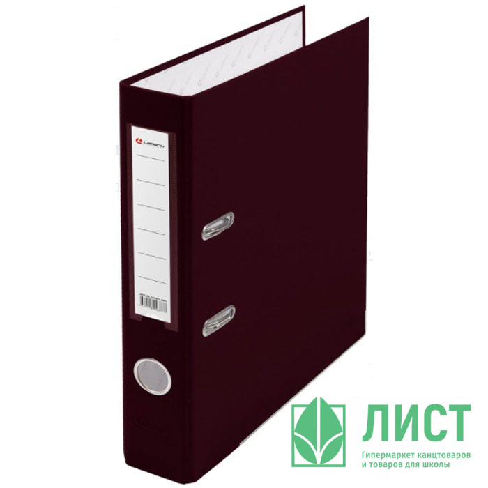 Папка-регистратор 50мм ПВХ с 1 сторонней обтяжкой, металлический уголок, бордовая, собранная