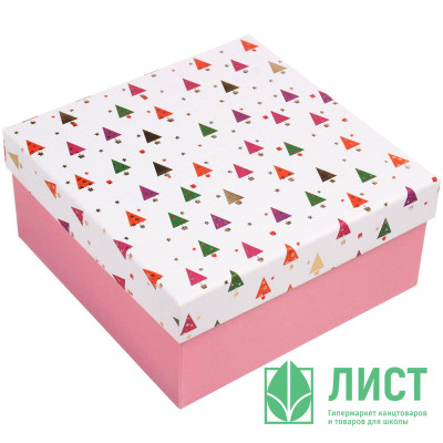 Коробка подарочная 20*20*9,5см &quot;Ёлочки-иголочки&quot; арт.775-0917 Коробка подарочная 20*20*9,5см "Ёлочки-иголочки" арт.775-0917