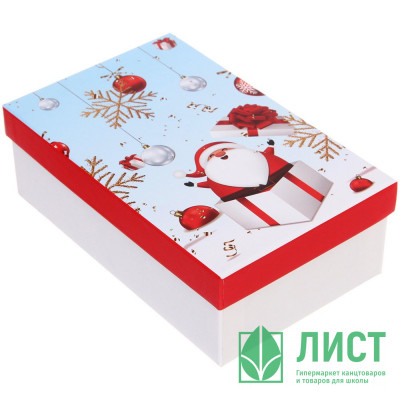 Коробка подарочная 19*12*6,5см &quot;Весёлый праздник&quot; арт.214-482 Коробка подарочная 19*12*6,5см "Весёлый праздник" арт.214-482