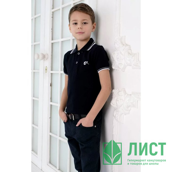 Поло для мальчика (UNIKKIDS) короткий рукав цвет темно-синий арт.UK-1017 размерный ряд 30/122-46/170