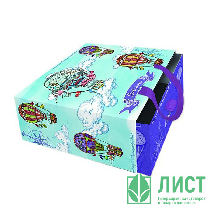 Коробка подароч. 16*16см Яркие дирижабли