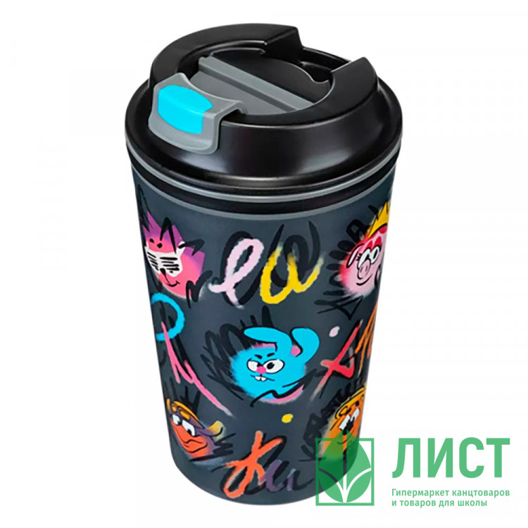Термостакан 350мл "Смешарики" с клапаном, серый арт.431335611