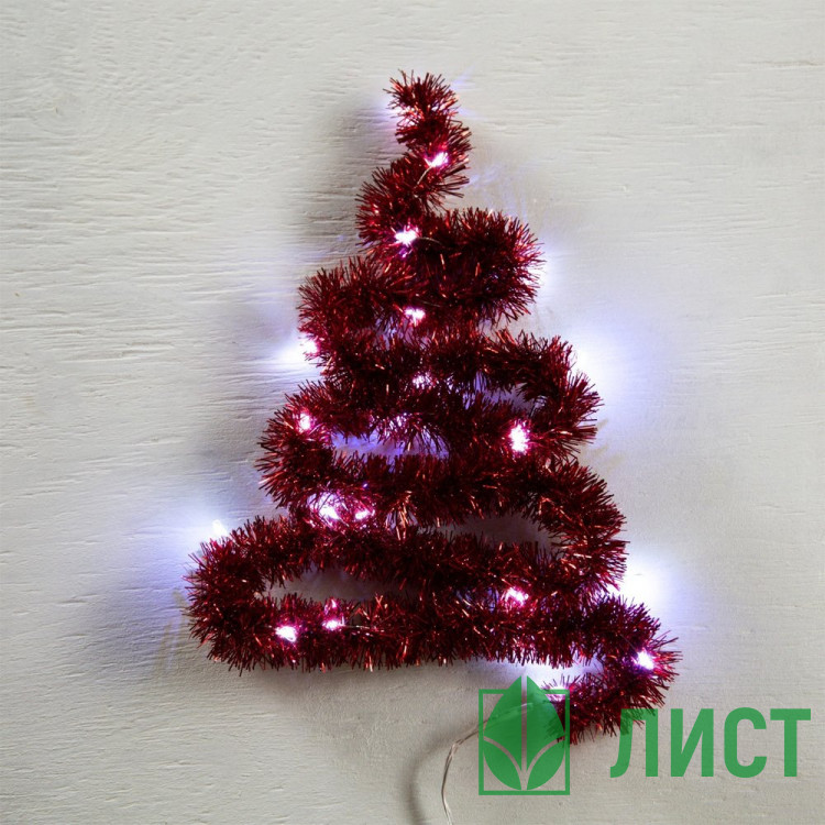 Мишура с гирляндой "Роса" 03*100см 22LED IP20 цв.красный свет белый арт.6031449
