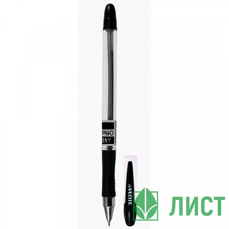 Ручка шариковая прозрачный корпус, резиновый упор (deVENTE) Офисный Максимум(Office Max) черный, 0,7мм,игла, масло арт.5073340 (Ст.)
