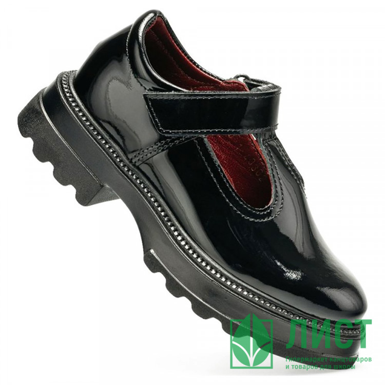 Туфли для девочки (ШАГОВИТА) черные верх-натуральная кожа лак подкладка-натуральная кожа размерный ряд 32-37 арт.23СМФ 63302