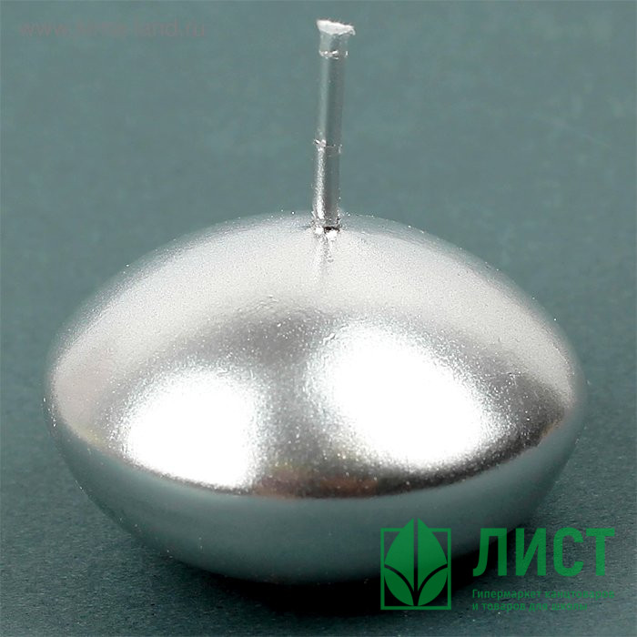 Свеча "Овал" 4см серебристая арт.3093192