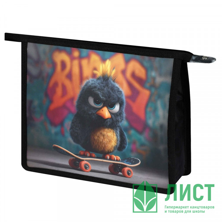 Папка школьная для тетрадей А5 на молнии 1отделение Феникс Опасный птенец арт.72359