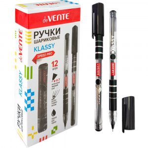 Ручка шариковая прозрачный корпус (deVENTE) Классная (Klassy) черный, 0,7мм, игла, одноразовая арт.5073527