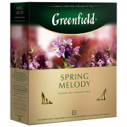 Чай Greenfield 100пак. Spring Melody черный с листом черной смородины,мятой,чабрецом (черный) (Ст.9)