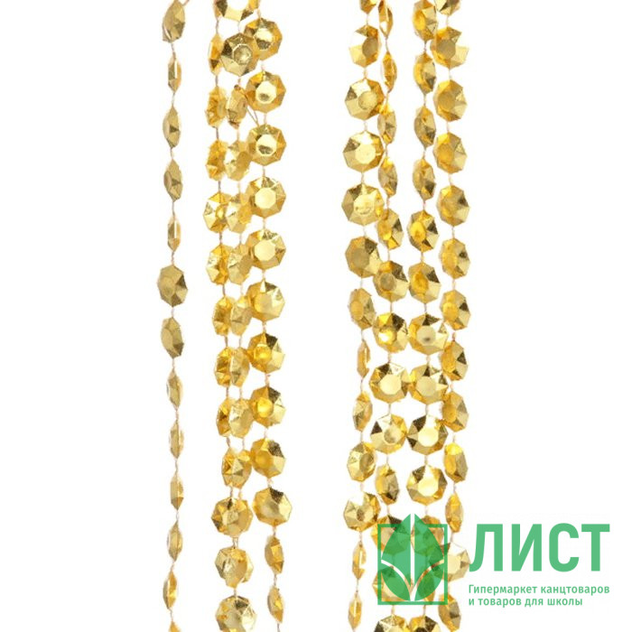 Украшение декоративное "Бусы" 200см стразы цв.золото арт.556-269
