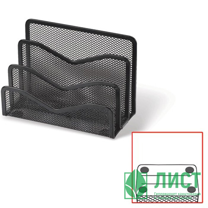 Вертикальный накопитель металлический 3 секции Attache черный (сортер) арт.688772