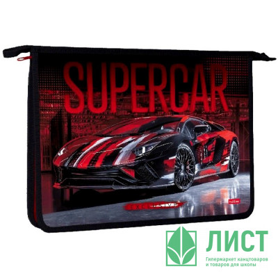 Папка школьная для тетрадей А4 на молнии 1отделение (Hatber) Super car арт. AMc_22034 Папка школьная для тетрадей А4 на молнии 1отделение (Hatber) Super car арт. AMc_22034