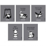 Тетрадь А5 клетка 48 листов скоба (Феникс) Панда-вайб выборочный УФ-лак ассорти арт.70928