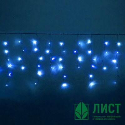 Гирлянда электрическая уличная занавес Бахрома 5*0,4/0,6м 180LED &quot;Мерцание&quot; цвет синий (светлый провод) арт.183-135 Гирлянда электрическая уличная занавес Бахрома 5*0,4/0,6м 180LED "Мерцание" цвет синий (светлый провод) арт.183-135