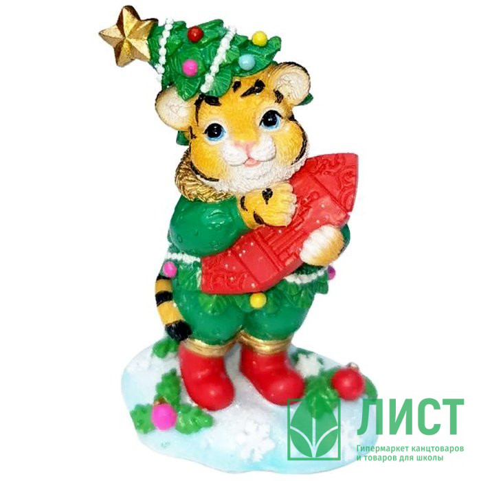 Украшение декор.подвеска фигурка "Тигр в костюме елки" 8,7см арт.87567