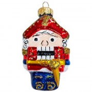Украшение на ёлку стекло (серия Премиум) 09см "Щелкунчик сказочный" красный п/у арт.ФУ-526/4