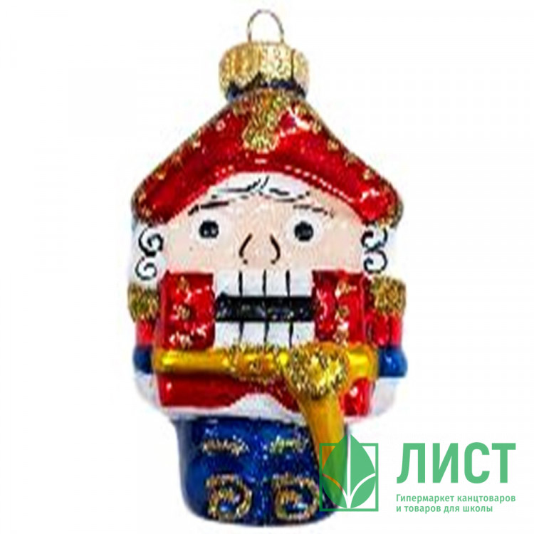 Украшение на ёлку стекло (серия Премиум) 09см "Щелкунчик сказочный" красный п/у арт.ФУ-526/4