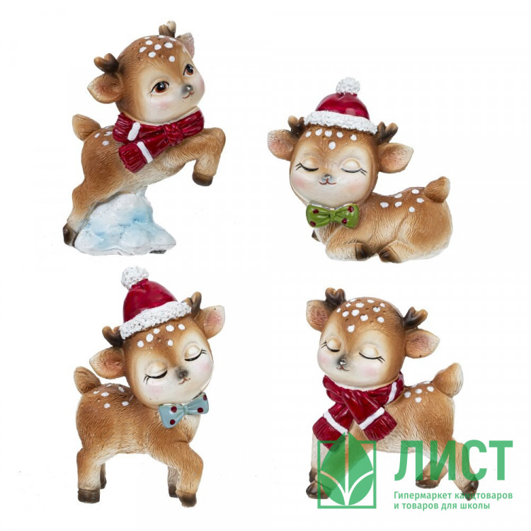 Статуэтка декоративная "Олень в шапочке" 08см 4вида арт.806312