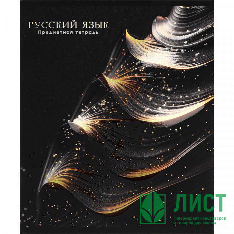 Тетрадь предметная 48 листов (Prof-Press) Black&Cold Русский язык холодная фольга софт-тач выборочный лак арт.48-2717