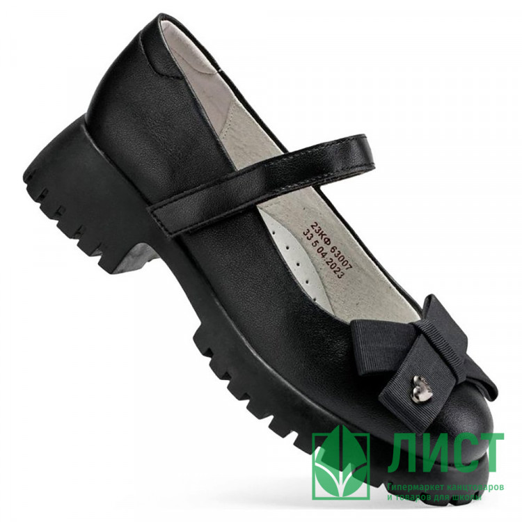 Туфли для девочки (ШАГОВИТА) черные верх-натуральная кожа подкладка-натуральная кожа размерный ряд 32-34 арт.23КФ 63007