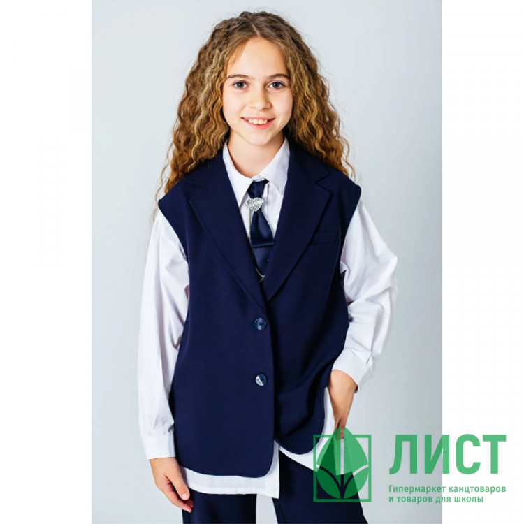 Жилет для девочки (Делорас) арт.63774VC размер 34/134-44/164 цвет синий