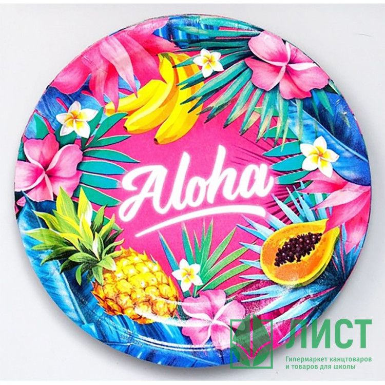 Тарелка бумажная "Aloha" 6шт/наб D-18см арт.7665080