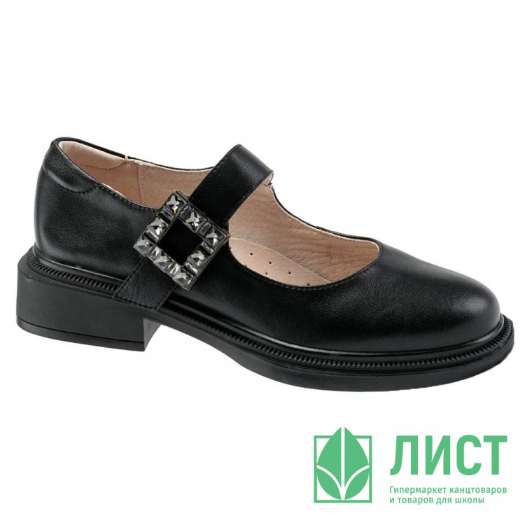 Туфли для девочки (ШАГОВИТА) черные верх-натуральная кожа подкладка-натуральная кожа размерный ряд 34-37 арт.23КФ 63008