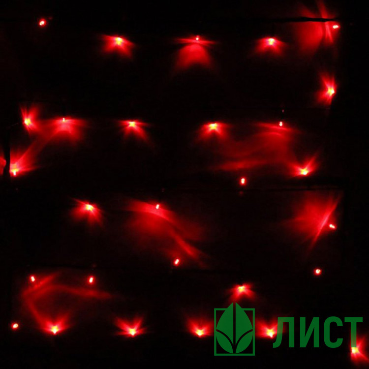 Гирлянда электрическая для дома точечная 9,5м 100LED цвет красный (зеленый провод) 8режимов арт.129-031
