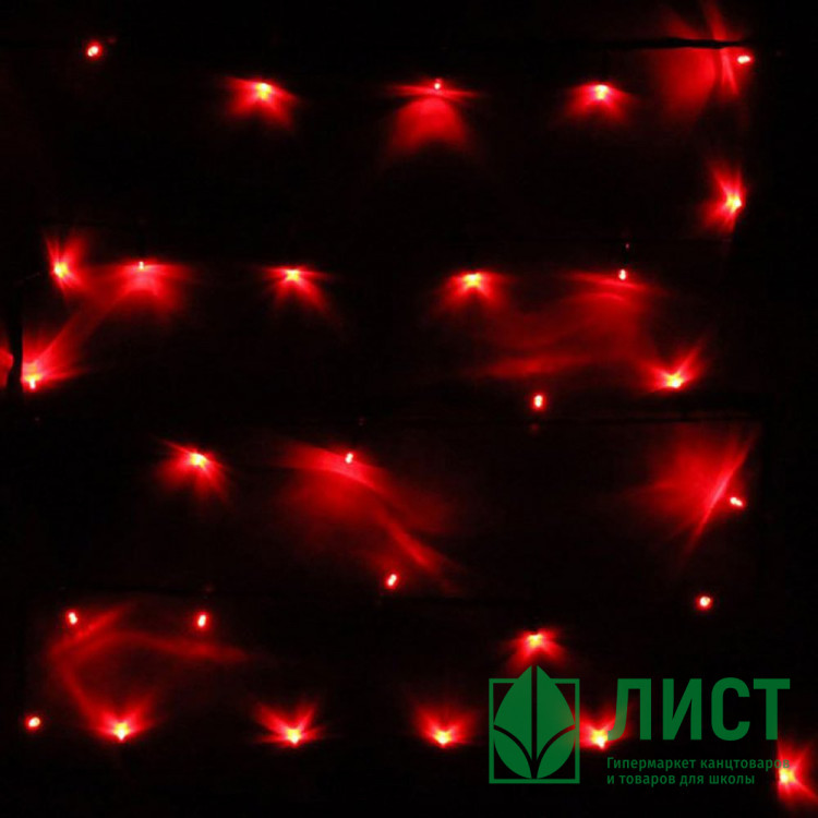 Гирлянда электрическая для дома точечная 9,5м 100LED цвет красный (зеленый провод) 8режимов арт.129-031