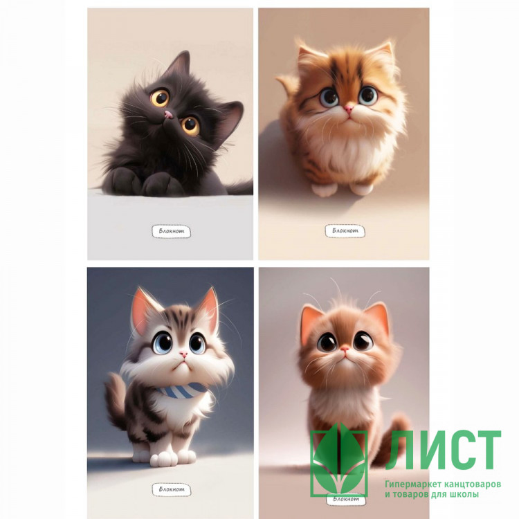 Блокнот А6 мягкая обложка на гребне 40 листов (Prof-Press) Маленький пушистый кот асс. арт.Б40-2051