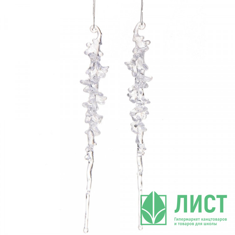 Украшение декор.подвеска "Сосулька кристальная" 26см 02шт/наб. цв.белый/серебро арт.916-1234