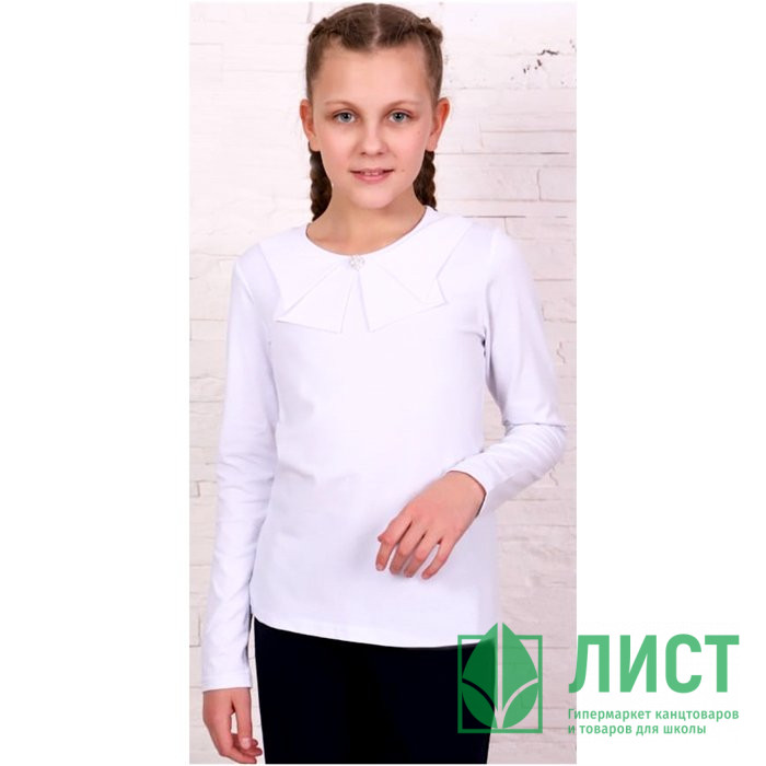 Джемпер для девочки трикотажный (Ликру) длинный рукав цвет белый арт.0220 Аврора размерный ряд 32/128-40/158