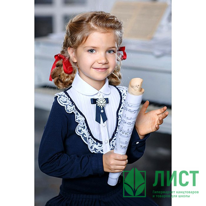 Блузка для девочки (Duwali) длинный рукав цвет синий арт.183631 размер 30/122