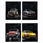 Тетрадь А5 клетка 96 листов скоба (Prof-Press) Разные авто-3 цветная мелованная обложка лен ассорти арт.96-8842