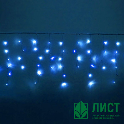 Гирлянда электрическая уличная занавес Бахрома 3*0,4/0,6м 100LED &quot;Мерцание&quot; цвет синий (светлый провод) арт.183-164 Гирлянда электрическая уличная занавес Бахрома 3*0,4/0,6м 100LED "Мерцание" цвет синий (светлый провод) арт.183-164