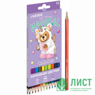 Карандаши цветные (deVENTE) Teddy Bear 12 цветов 2М 2,8 мм шестигранные арт.5022414 Карандаши цветные (deVENTE) Teddy Bear 12 цветов 2М 2,8 мм шестигранные арт.5022414