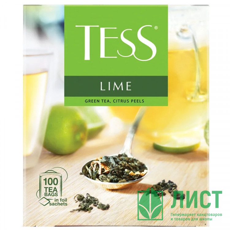 Чай Tess 100пак. "Lime" зелёный с цедрой цитрусовых (Ст.9)