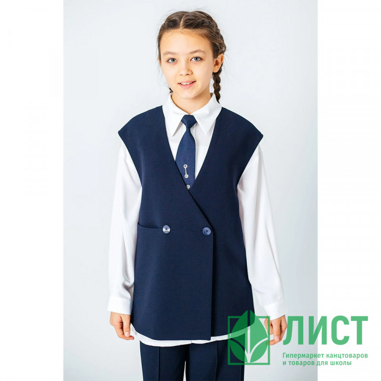 Жилет для девочки (Делорас) арт.63768VC размер 34/134-44/164 цвет синий
