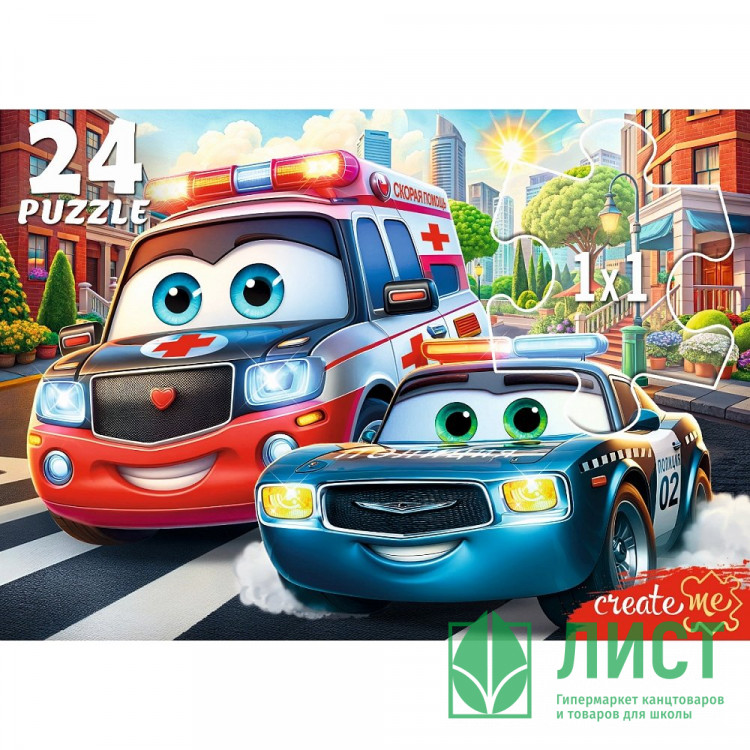 Пазлы МАКСИ 24 элемента Городские машинки-помощники (РК) арт.УК24-0209