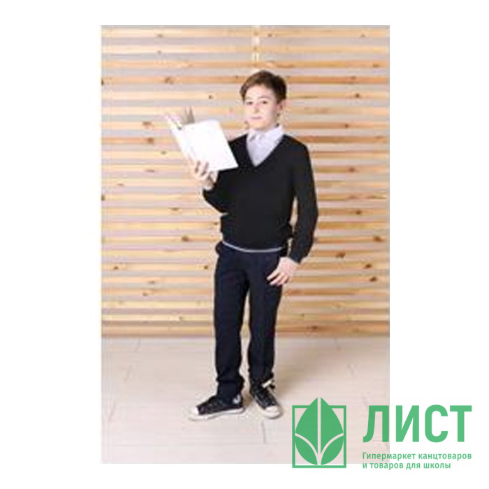 Джемпер-обманка для мальчика (Денита) арт.610.2 размер 176 цвет черный с белым воротом