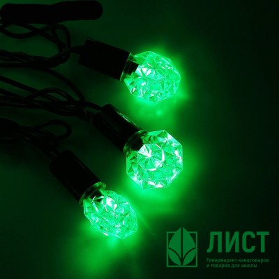 Гирлянда эл. Уличная фигурная 05м 40л. Led грани цв.Зеленый (т.Провод) арт.1080075 Гирлянда эл. Уличная фигурная 05м 40л. Led грани цв.Зеленый (т.Провод) арт.1080075